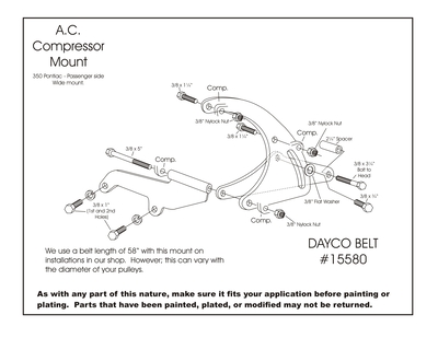 PONTIAC RIGHT SIDE LOW PROFILE AC BRACKET