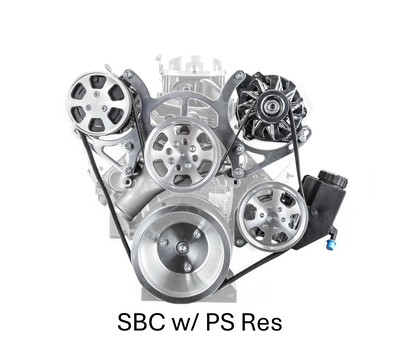 SBC Serpentine Hyper Drive Kit Pulley System W/ PS Reservoir