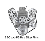 Billet Finish BBC Serpentine Hyper Drive Kit Pulley System W/o PS Reservoir