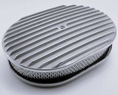 12" Oval Cast Finned Old School 13-Fin Air Cleaner-PLAIN Aluminum