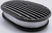 12" Oval Cast Finned Old School 13-Fin Air Cleaner-Matte Black