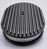 12" Oval Cast Finned Old School 13-Fin Air Cleaner-Matte Black