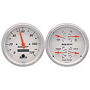 AutoMeter GAUGE KIT, 2 PC., QUAD & SPEEDOMETER, 5", ARCTIC WHITE