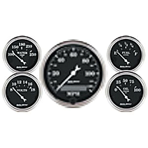 AutoMeter GAUGE KIT, 5 PC., 3 1/8" & 2 1/16", ELEC. SPEEDOMETER, OLD TYME BLACK