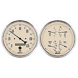 AutoMeter GAUGE KIT, 2 PC., QUAD & SPEEDOMETER, 5", ANTIQUE BEIGE