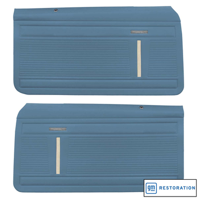 1970 CHEVROLET NOVA STANDARD FRONT DOOR PANELS PRE-ASSEMBLED - MT BLUE