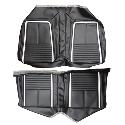 1967 CHEVROLET CAMARO "DELUXE" FOLD-DOWN REAR UPHOLSTERY - BLACK W/ WHITE ACCENT