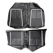 1967 CHEVROLET CAMARO "DELUXE" FOLD-DOWN REAR UPHOLSTERY - BLACK W/ WHITE ACCENT