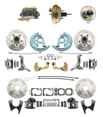 1962-1967 Nova Power Front & Rear Disc Brake Conversion Kit #2 w/ 9" 3 Stud Booster Kit