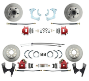 1959-1964 Full Size Chevy Complete Front & Rear Disc Brake Conversion Kit w/ Powder Coated Red Calipers