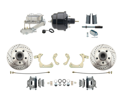 1955-1958 GM Full Size Disc Brake Kit w/ 8" Dual Powder Coated / Aluminum Chrome Booster Kit