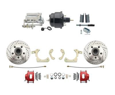 1955-1958 GM Full Size Disc Brake Kit w/ 8" Dual Powder Coated / Aluminum Chrome Booster Kit