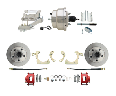 1955-1958 GM Full Size Disc Brake Kit w/ 8" Dual Chrome Power Brake Booster Conversion Kit (Impala, Bel Air, Biscayne)