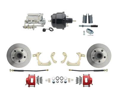 1955-1958 GM Full Size Disc Brake Kit w/ 8" Dual Powder Coated / Aluminum Chrome Booster Kit