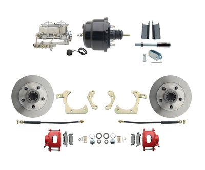 1955-1958 GM Full Size Disc Brake Kit w/ 8" Dual Powder Coated / Aluminum Chrome Booster Kit