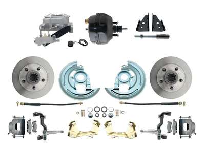 1964-1972 GM A Body Front Power Disc Brake Conversion Kit Standard Rotors 9" Dual Powder Coated Black Booster Kit