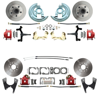 1964-1972 GM A Body (Chevelle, GTO, Cutlass) 2" Drop Front & Rear Disc Brake Kit Red Calipers