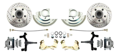 1964-1972 GM A Body (Chevelle, GTO, Cutlass) 2" Drop Front Disc Brake Kit w/ Drilled & Slotted Rotors