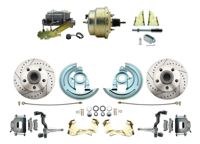 1964-1972 GM A Body Front Power Disc Brake Conversion Kit Drilled/ Slotted Rotors w/ 8" Dual Zinc Booster Kit