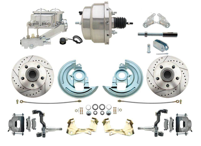 1964-1972 GM A Body Front Power Disc Brake Conversion Kit Drilled & Slotted Rotors w/ 8" Dual Chrome Booster Kit