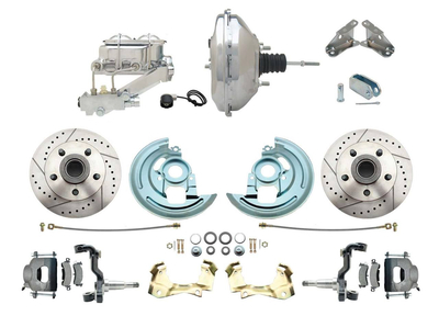 1964-1972 GM A Body Front Power Disc Brake Conversion Kit Drilled/ Slotted Rotors w/ 11" Chrome Booster Kit