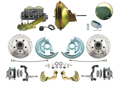 1964-1972 GM A Body Front Power Disc Brake Conversion Kit Drilled/ Slotted Rotors w/ 11" Delco Moraine Stamped Zinc Booster Kit & Casting Number Master