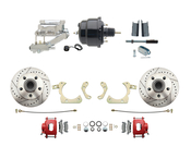 1955-1958 GM Full Size Disc Brake Kit w/ 8" Dual Powder Coated / Aluminum Chrome Booster Kit