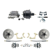 1959-1964 GM Full Size Front Disc Brake Kit (Impala, Bel Air, Biscayne) & 8" Dual Powder Coated Black Booster Conversion Kit w/ Aluminum Master Cylinder Bottom Mount Disc/ Drum Proportioning Valve Kit