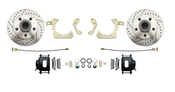 1959-1964 Full Size Chevy Complete Disc Brake Conversion Kit w/ Powder Coated Black Calipers & Drilled/ Slotted Rotors