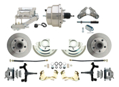 1964-1972 GM A Body Front Power 2" Drop Disc Brake Conversion Kit Standard Rotors w/8" Dual Chrome Flat Top Booster Kit