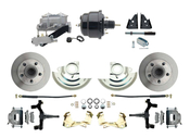 1964-1972 GM A Body Front Power 2" Drop Disc Brake Conversion Kit Standard Rotors w/ 8" Dual Powder Coated Black Booster Kit