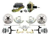 1964-1972 GM A Body Front Power 2" Drop Disc Brake Conversion Kit Drilled & Slotted Rotors w/ 9" Single Zinc Booster Kit