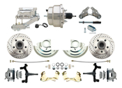 1964-1972 GM A Body Front Power 2" Drop Disc Brake Conversion Kit Drilled & Slotted Rotors w/ 8" Dual Chrome Flat Top Booster Kit