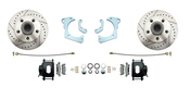 1965-1968 Full Size Chevy Complete Disc Brake Conversion Kit w/ Powder Coated Black Calipers & Drilled/ Slotted Rotors