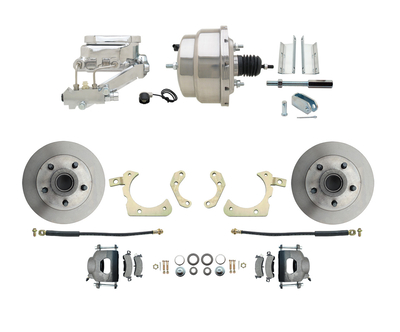 1955-1958 GM Full Size Disc Brake Kit w/ 8" Dual Chrome Power Brake Booster Conversion Kit (Impala, Bel Air, Biscayne)