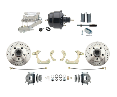 1955-1958 GM Full Size Disc Brake Kit w/ 8" Dual Powder Coated / Aluminum Chrome Booster Kit