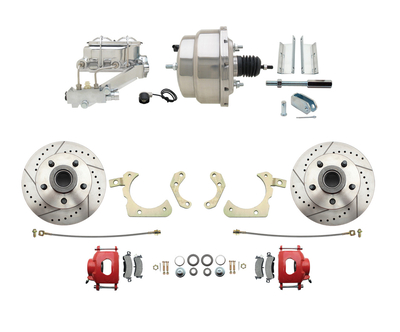 1955-1958 GM Full Size Disc Brake Kit w/ 8" Dual Chrome Power Brake Booster Conversion Kit (Impala, Bel Air, Biscayne)