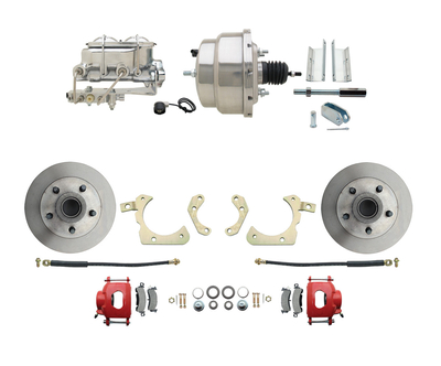 1955-1958 GM Full Size Disc Brake Kit w/ 8" Dual Chrome Power Brake Booster Conversion Kit (Impala, Bel Air, Biscayne)