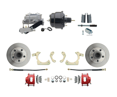 1955-1958 GM Full Size Disc Brake Kit w/ 8" Dual Powder Coated / Aluminum Booster Conversion Kit (Impala, Bel Air, Biscayne)