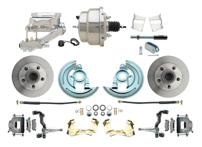 1964-1972 GM A Body Front Power Disc Brake Conversion Kit Standard Rotors w/8" Dual Chrome Flat Top Booster Kit