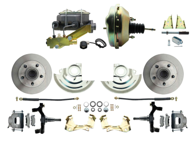 1964-1972 GM A Body Front Power 2" Drop Disc Brake Conversion Kit Standard Rotors w/9" Single Zinc Booster Kit