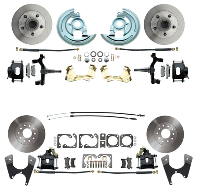 1964-1972 GM A Body (Chevelle, GTO, Cutlass) 2" Drop Front & Rear Disc Brake Kit Black Calipers