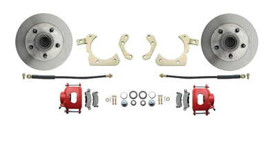 1965-1968 Full Size Chevy Complete Disc Brake Conversion Kit w/ Powder Coated Red Calipers