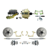 1959-1964 GM Full Size Front Disc Brake Kit (Impala, Bel Air, Biscayne) & 8" Dual Zinc Booster Conversion Kit w/ Cast Iron Master Cylinder Left Mount Disc/ Drum Proportioning Valve Kit