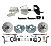 1962-1972 Mopar B & E Body Standard Front Disc Brake Conversion Kit ( Charger, Challenger, Coronet) w/ 8" Dual Chrome Booster Conversion Kit w/ Flat Top Chrome Master Cylinder & Left Mount Proportioning Valve Kit