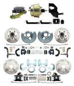 1962-72 Mopar B&E Body Front & Rear Disc Brake Conversion Kit w/ Drilled & Slotted Rotors & Powder Coated Black Calipers ( Charger, Challenger, Coronet) w/ 8" Dual Zinc Booster Conversion Kit w/ Left Mount Valve