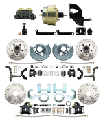 1962-72 Mopar B&E Body Front & Rear Disc Brake Conversion Kit w/ Drilled & Slotted Rotors & Powder Coated Black Calipers ( Charger, Challenger, Coronet) w/ 8" Dual Zinc Booster Conversion Kit w/ Adjustable Valve