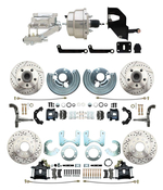 1962-72 Mopar B E Body Front & Rear Disc Conversion w/ Drilled & Slotted Rotors & Powder Coated Black Calipers ( Charger, Challenger, Coronet) w/ 8" Dual Chrome Booster Conversion Kit w/ Flat Top Chrome Master Cylinder Kit