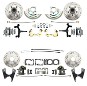 1964-1972 GM A Body (Chevelle, GTO, Cutlass) 2" Drop Front & Rear Disc Brake Kit w/ Drilled & Slotted Rotors