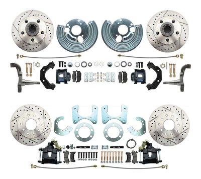 1962-1972 Mopar B&E Body High Performance Disc Brake Conversion Kit w/ Powder Coated Black Calipers